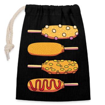 Corn dog - Closable cotton gift bag (14x20cm) - black - Front