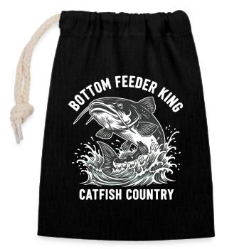 Fishing Catfish King River Bottom - Closable cotton gift bag (14x20cm) - black - Front