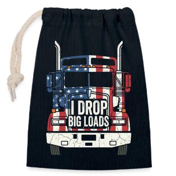 Conducteur patriotique de camion semi-remorque américain - Sac cadeau en coton avec cordon (14 x 20 cm) - bleu marine - Devant