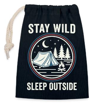 Stay Wild Schlaf Draußen - Verschließbarer Geschenkbeutel aus Baumwolle (14x20cm) - Navy - Vorne