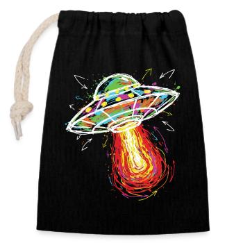 OVNI Espace Scribble Gribouillis Couleur - Sac cadeau en coton avec cordon (14 x 20 cm) - noir - Devant