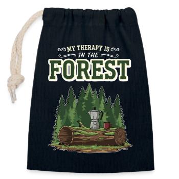Camping Café Humor Meine Therapie ist im Wald - Verschließbarer Geschenkbeutel aus Baumwolle (14x20cm) - Navy - Vorne