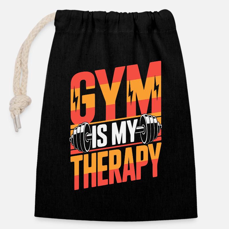 Gym-Hantel-Therapie-Workout - Verschließbarer Geschenkbeutel aus Baumwolle (14x20cm) - Schwarz