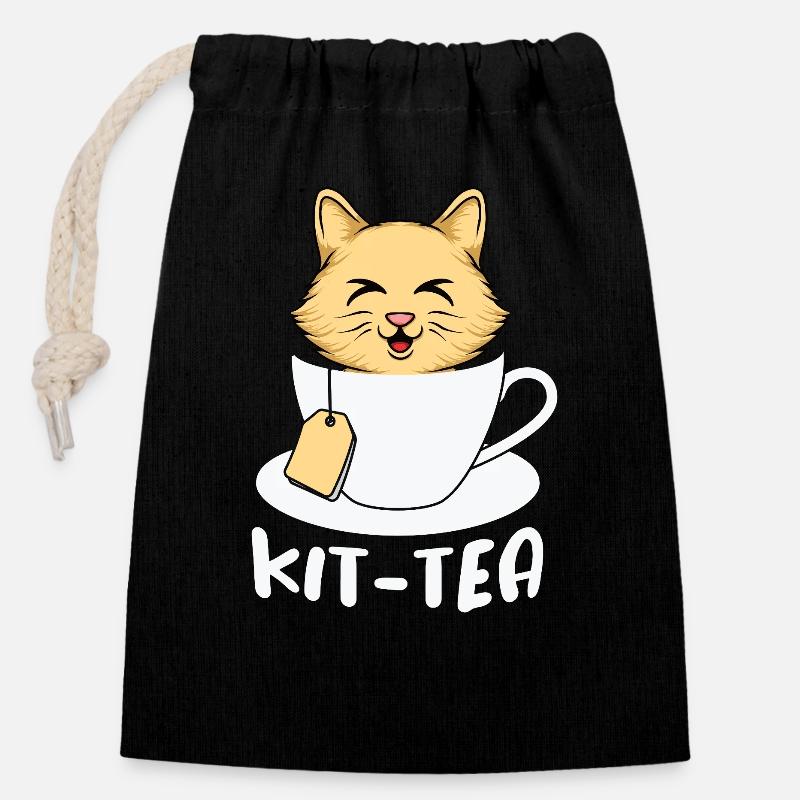 Kit Tea Time - Closable cotton gift bag (14x20cm) - black