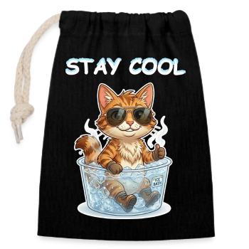 Eisbad Kätzchen Cool Bleiben - Closable cotton gift bag (14x20cm) - black - Front