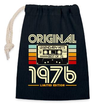 Originale Retro-Kassette von 1976 - Verschließbarer Geschenkbeutel aus Baumwolle (14x20cm) - Navy - Vorne