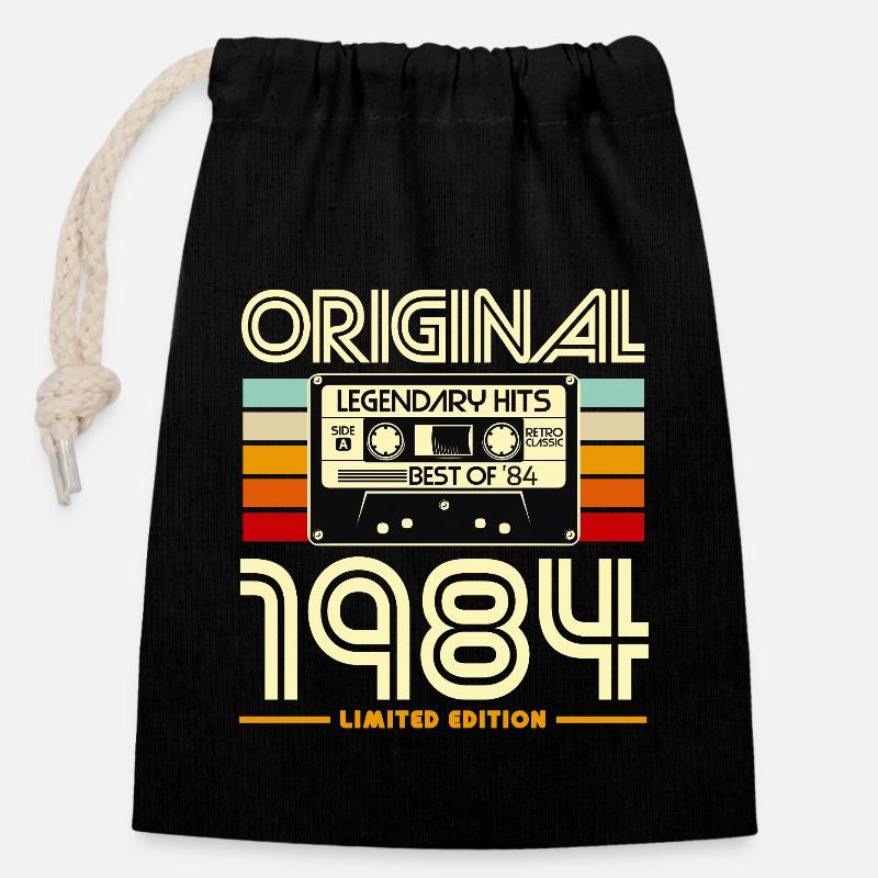 Original 1984 Retro Cassette - Closable cotton gift bag (14x20cm) - black