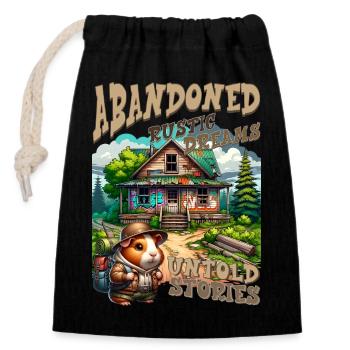 Histoires non racontées : Rustic Cabin - Sac cadeau en coton avec cordon (14 x 20 cm) - noir - Devant