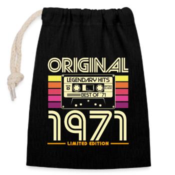 Retro Cassette 1971 Limited Edition - Closable cotton gift bag (14x20cm) - black - Front