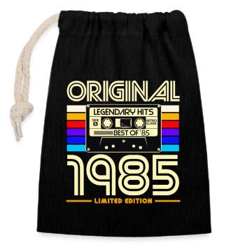 Original 1985 Retro Cassette Limited - Closable cotton gift bag (14x20cm) - black - Front