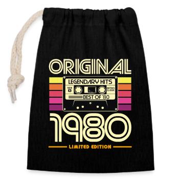 Original 1980's Limited Edition Retro Cassette - Closable cotton gift bag (14x20cm) - black - Front