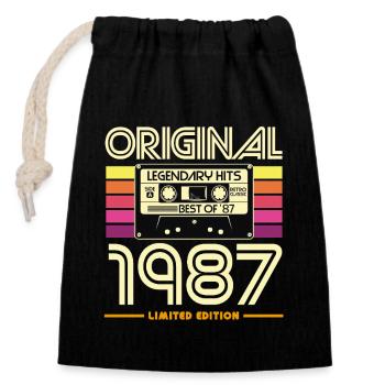 Original 1987 Cassette Retro - Closable cotton gift bag (14x20cm) - black - Front