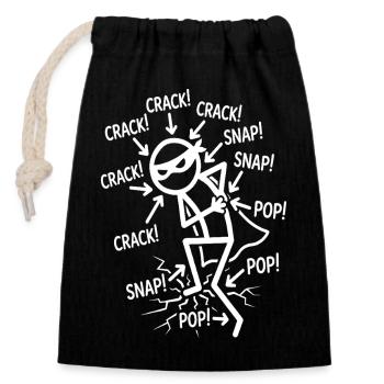 Crack Snap Pop Lustiger Ninja-Joint-Humor - Verschließbarer Geschenkbeutel aus Baumwolle (14x20cm) - Schwarz - Vorne