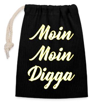 Lettrage Moin Moin Digga - Sac cadeau en coton avec cordon (14 x 20 cm) - noir - Devant