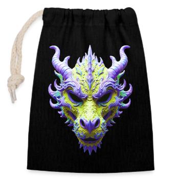 Masque du Dragon Vert Aurore - Sac cadeau en coton avec cordon (14 x 20 cm) - noir - Devant