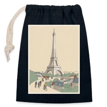 Paris Ride — Cycling Memory - Closable cotton gift bag (14x20cm) - navy - Front