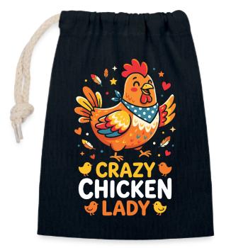Crazy Chicken Lady - Closable cotton gift bag (14x20cm) - navy - Front