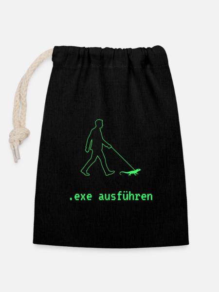 exe ausführen grün - Verschließbarer Geschenkbeutel aus Baumwolle (14x20cm) - Schwarz