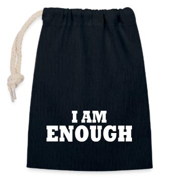I am enough - Closable cotton gift bag (14x20cm) - navy - Front