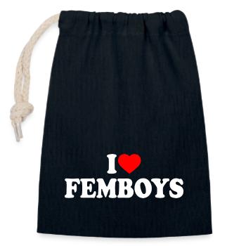 I love femboys - Verschließbarer Geschenkbeutel aus Baumwolle (14x20cm) - Navy - Vorne