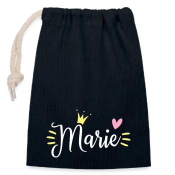 Marie Name Krone - Verschließbarer Geschenkbeutel aus Baumwolle (14x20cm) - Navy - Vorne