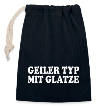 guy with bald head - Closable cotton gift bag (14x20cm) - navy - Front