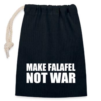 Make falafel not war - Sac cadeau en coton avec cordon (14 x 20 cm) - bleu marine - Devant