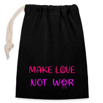 Make love - not war - Closable cotton gift bag (14x20cm) - black - Front