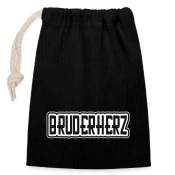 Bruderherz immer elegant - Verschließbarer Geschenkbeutel aus Baumwolle (14x20cm) - Schwarz - Vorne