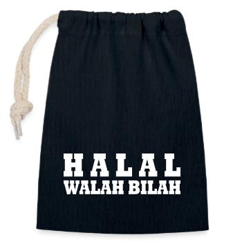 Halal - Closable cotton gift bag (14x20cm) - navy - Front