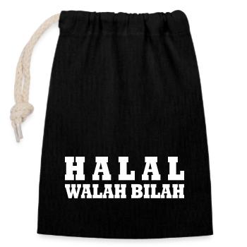 Halal - Verschließbarer Geschenkbeutel aus Baumwolle (14x20cm) - Schwarz - Vorne
