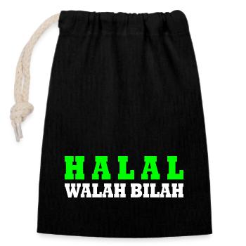 Halal - Verschließbarer Geschenkbeutel aus Baumwolle (14x20cm) - Schwarz - Vorne