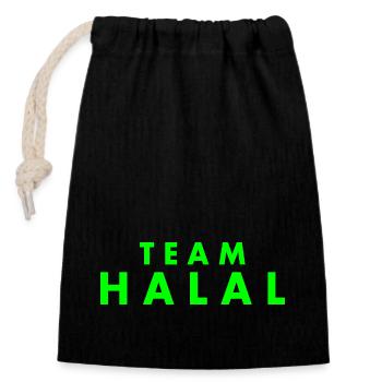 Team halal - Verschließbarer Geschenkbeutel aus Baumwolle (14x20cm) - Schwarz - Vorne