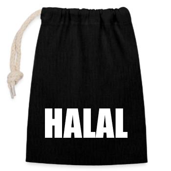 Halal - Verschließbarer Geschenkbeutel aus Baumwolle (14x20cm) - Schwarz - Vorne