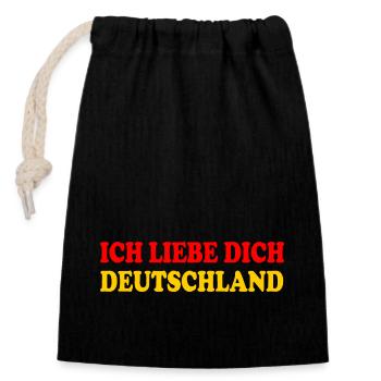 ich liebe dich deutschland - Verschließbarer Geschenkbeutel aus Baumwolle (14x20cm) - Schwarz - Vorne