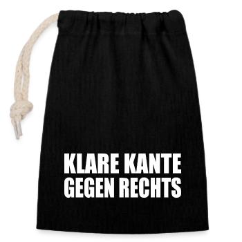 klare kante gegen rechts - Verschließbarer Geschenkbeutel aus Baumwolle (14x20cm) - Schwarz - Vorne
