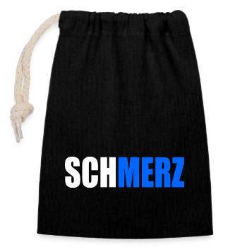Schmerz no merz - Verschließbarer Geschenkbeutel aus Baumwolle (14x20cm) - Schwarz - Vorne