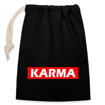 Karma - Sac cadeau en coton avec cordon (14 x 20 cm) - noir - Devant
