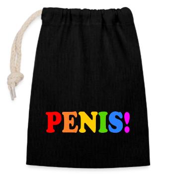 Penis - Verschließbarer Geschenkbeutel aus Baumwolle (14x20cm) - Schwarz - Vorne