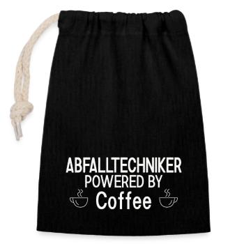 Waste Technician Powered By Coffee - Closable cotton gift bag (14x20cm) - black - Front