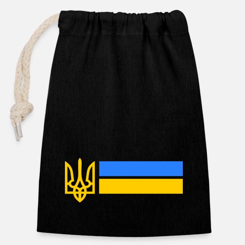 Ukraine - Verschließbarer Geschenkbeutel aus Baumwolle (14x20cm) - Schwarz