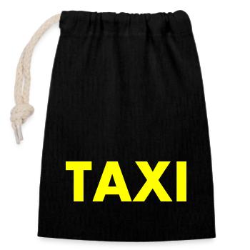 Taxi - Sac cadeau en coton avec cordon (14 x 20 cm) - noir - Devant