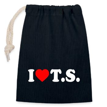 I love ts - Verschließbarer Geschenkbeutel aus Baumwolle (14x20cm) - Navy - Vorne