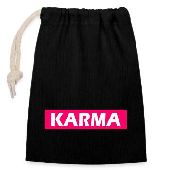 Karma - Sac cadeau en coton avec cordon (14 x 20 cm) - noir - Devant