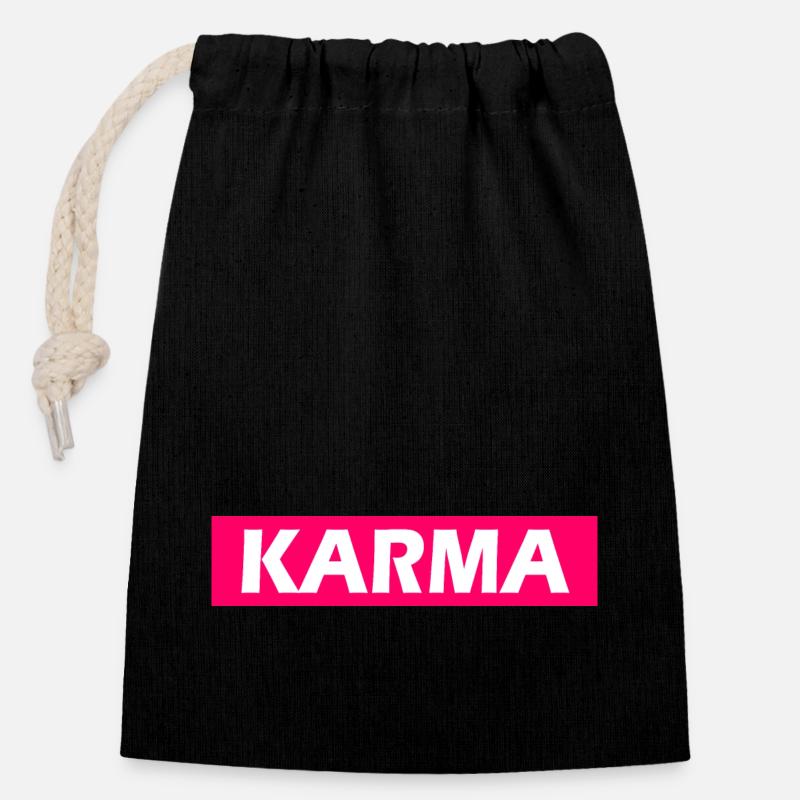 Karma - Sac cadeau en coton avec cordon (14 x 20 cm) - noir