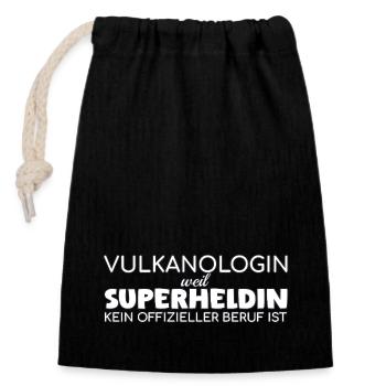 Volcanologue Super-héroïne Volcanologie - Sac cadeau en coton avec cordon (14 x 20 cm) - noir - Devant