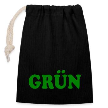 Grün - Verschließbarer Geschenkbeutel aus Baumwolle (14x20cm) - Schwarz - Vorne