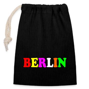 Berlin - Closable cotton gift bag (14x20cm) - black - Front