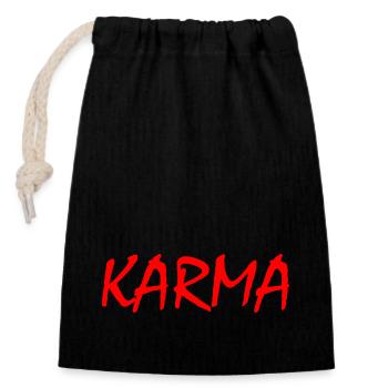 Karma - Sac cadeau en coton avec cordon (14 x 20 cm) - noir - Devant