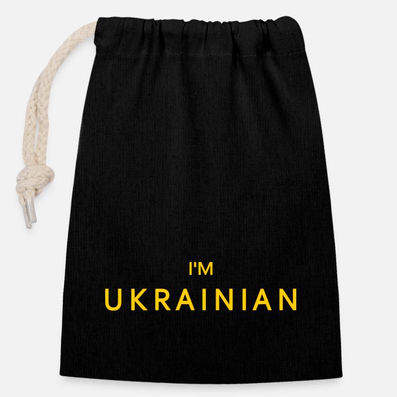 Ukraine - Closable cotton gift bag (14x20cm) - black